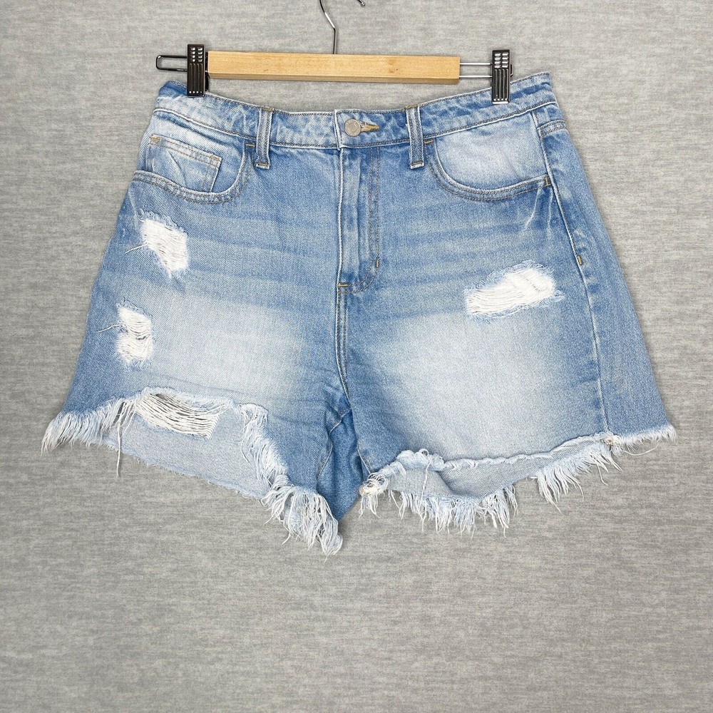 Cello Shorts Size M Womens Cut-Off Distressed Light Wash Blue Denim medium 30”